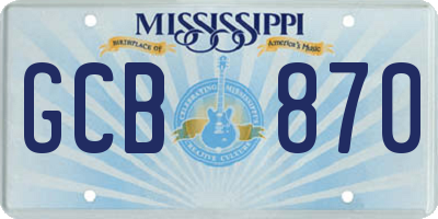 MS license plate GCB870
