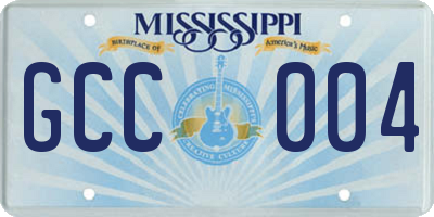 MS license plate GCC004