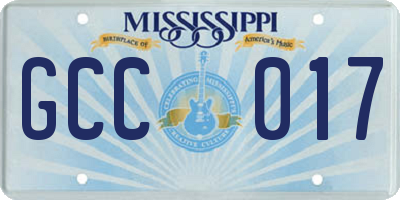 MS license plate GCC017
