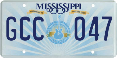 MS license plate GCC047
