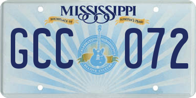 MS license plate GCC072