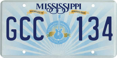 MS license plate GCC134