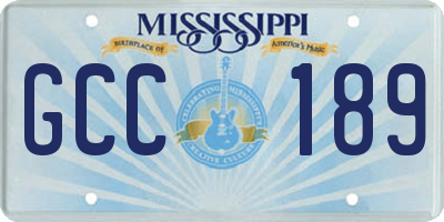 MS license plate GCC189