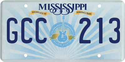MS license plate GCC213