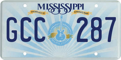MS license plate GCC287