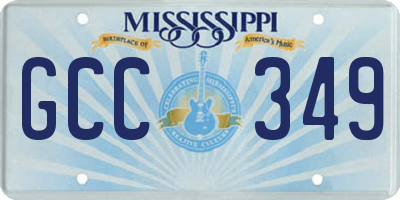 MS license plate GCC349