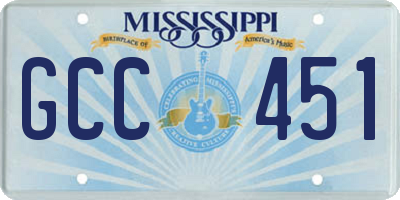 MS license plate GCC451