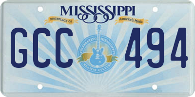 MS license plate GCC494