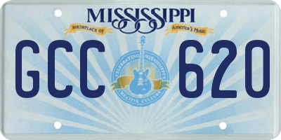 MS license plate GCC620