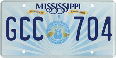 MS license plate GCC704