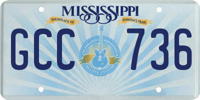 MS license plate GCC736