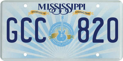 MS license plate GCC820