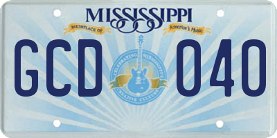 MS license plate GCD040