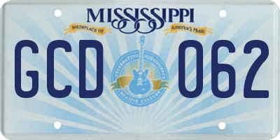 MS license plate GCD062