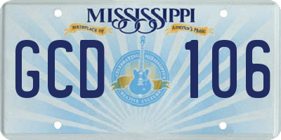 MS license plate GCD106