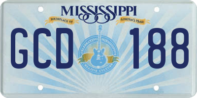 MS license plate GCD188