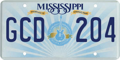MS license plate GCD204