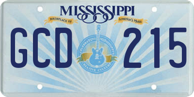 MS license plate GCD215