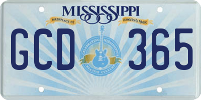 MS license plate GCD365