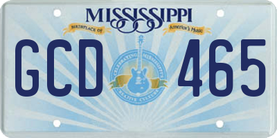 MS license plate GCD465