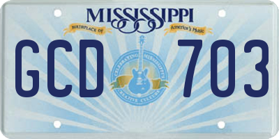 MS license plate GCD703