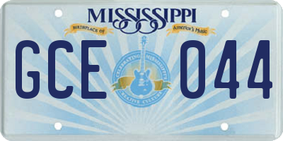 MS license plate GCE044