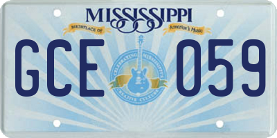MS license plate GCE059