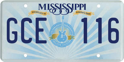 MS license plate GCE116