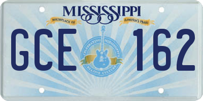 MS license plate GCE162