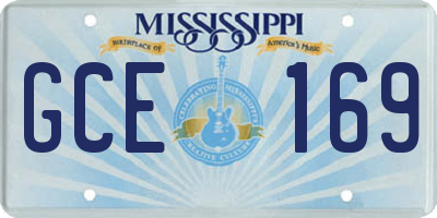 MS license plate GCE169