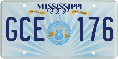 MS license plate GCE176