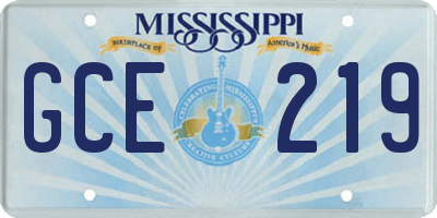 MS license plate GCE219