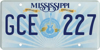 MS license plate GCE227