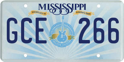 MS license plate GCE266