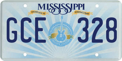 MS license plate GCE328