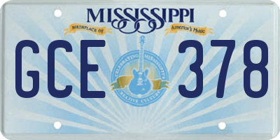 MS license plate GCE378
