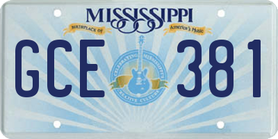 MS license plate GCE381