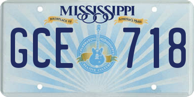 MS license plate GCE718