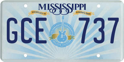 MS license plate GCE737