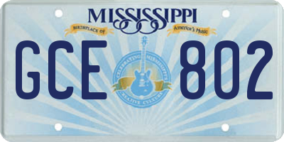 MS license plate GCE802