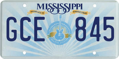 MS license plate GCE845