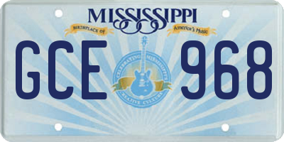 MS license plate GCE968