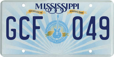 MS license plate GCF049