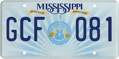 MS license plate GCF081