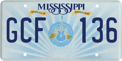 MS license plate GCF136