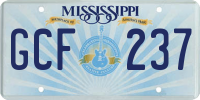MS license plate GCF237