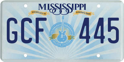 MS license plate GCF445