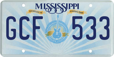 MS license plate GCF533