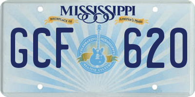 MS license plate GCF620