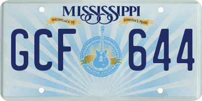 MS license plate GCF644